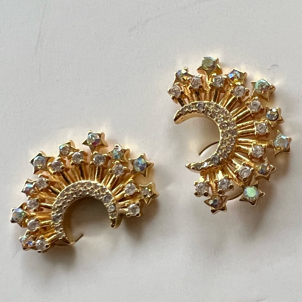 GEMELLI 18k gold plated stud starburst earrings dichroic  glass